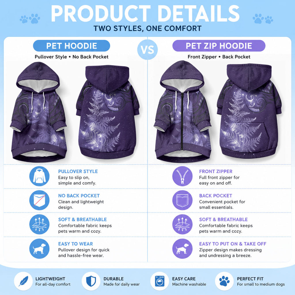 New Zealand Matariki Pet Hoodie Purple Milky Way Stars Night Sky
