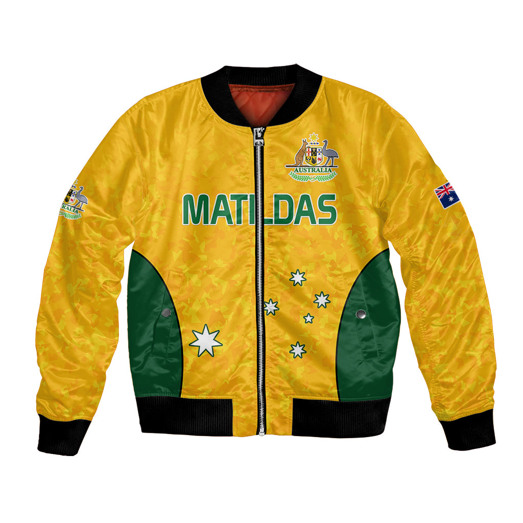custom-text-and-number-australia-soccer-bomber-jacket-socceroos-with-kangaroo-matildas-2023