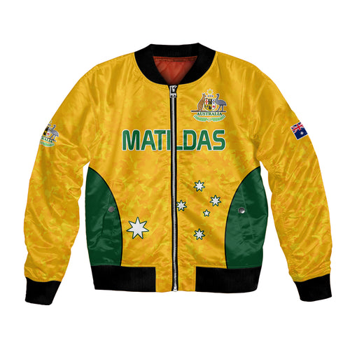 custom-text-and-number-australia-soccer-bomber-jacket-socceroos-with-kangaroo-matildas-2023