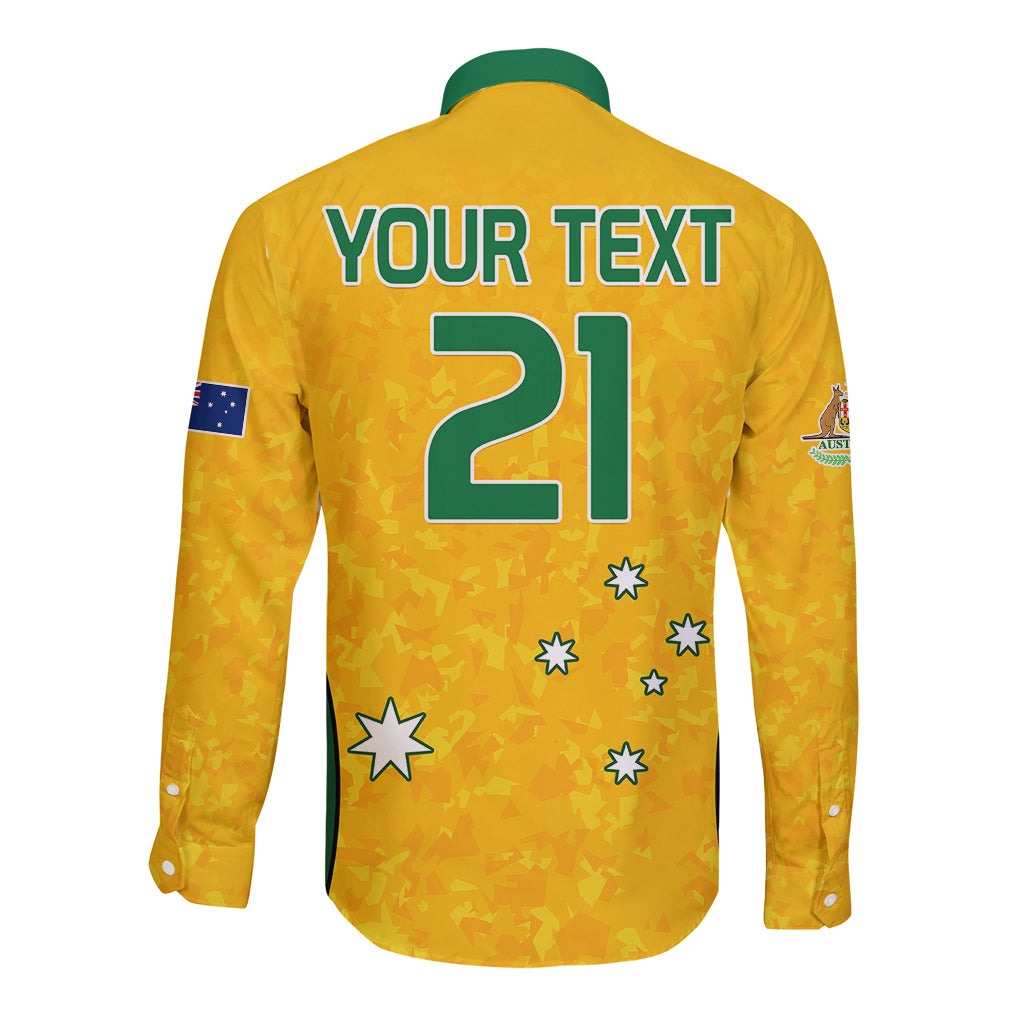 custom-text-and-number-australia-soccer-long-sleeve-button-shirt-socceroos-with-kangaroo-matildas-2023