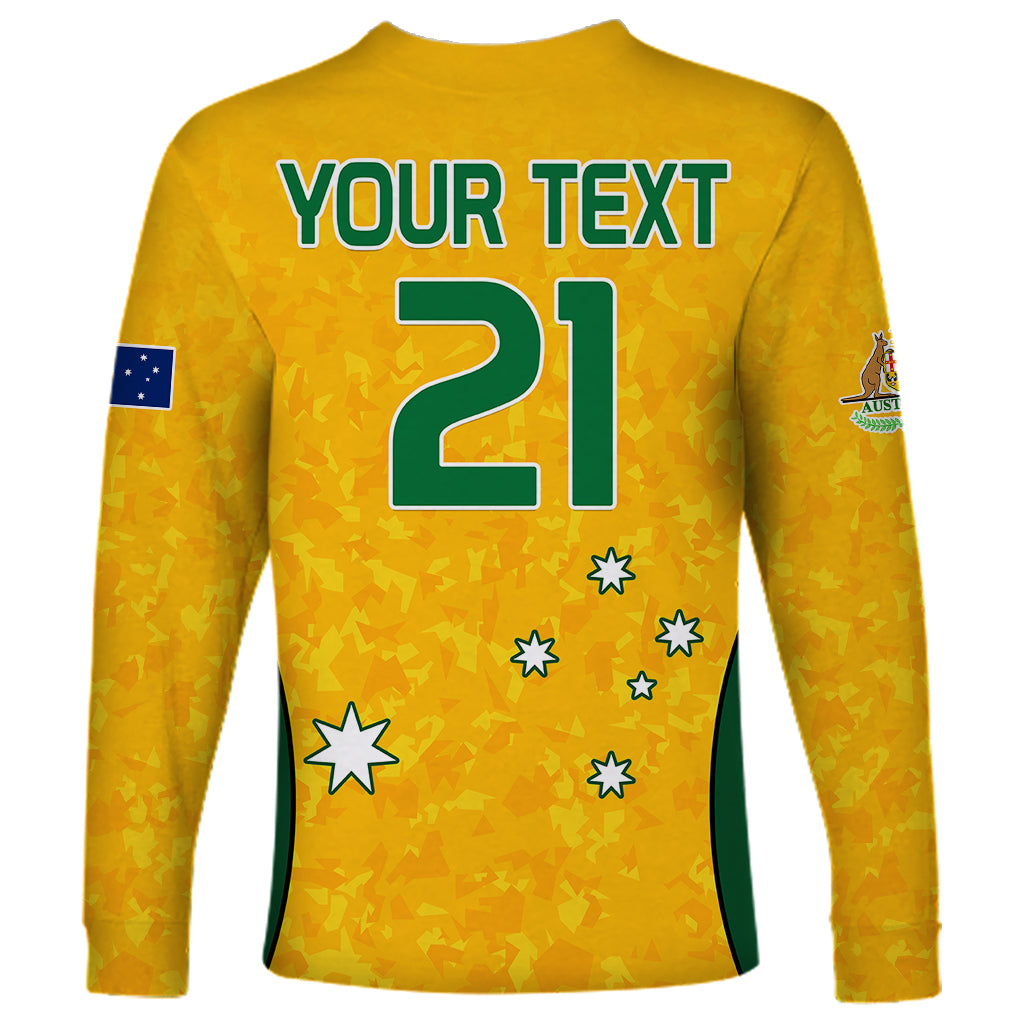 custom-text-and-number-australia-soccer-long-sleeve-shirt-socceroos-with-kangaroo-matildas-2023