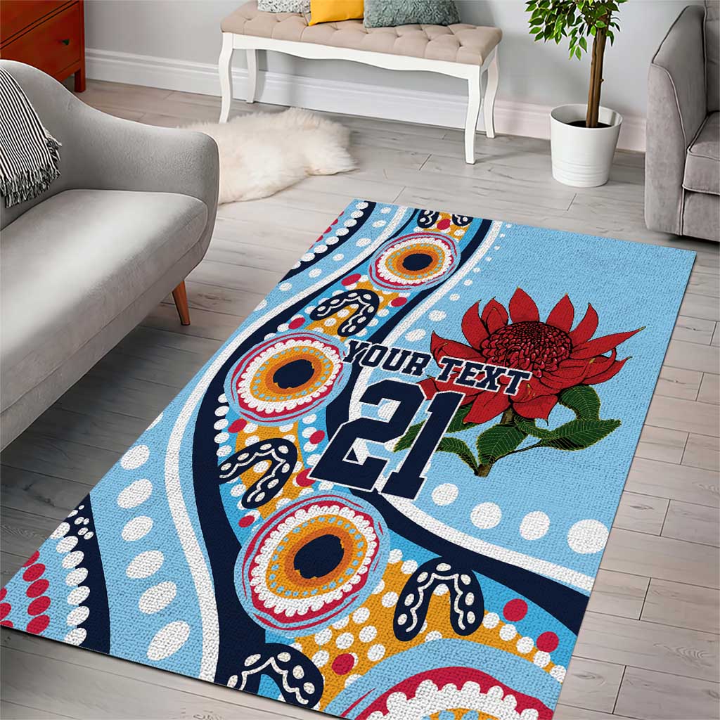 New South Wales Rugby Pacific Custom Area Rug Aboriginal art of Waratah