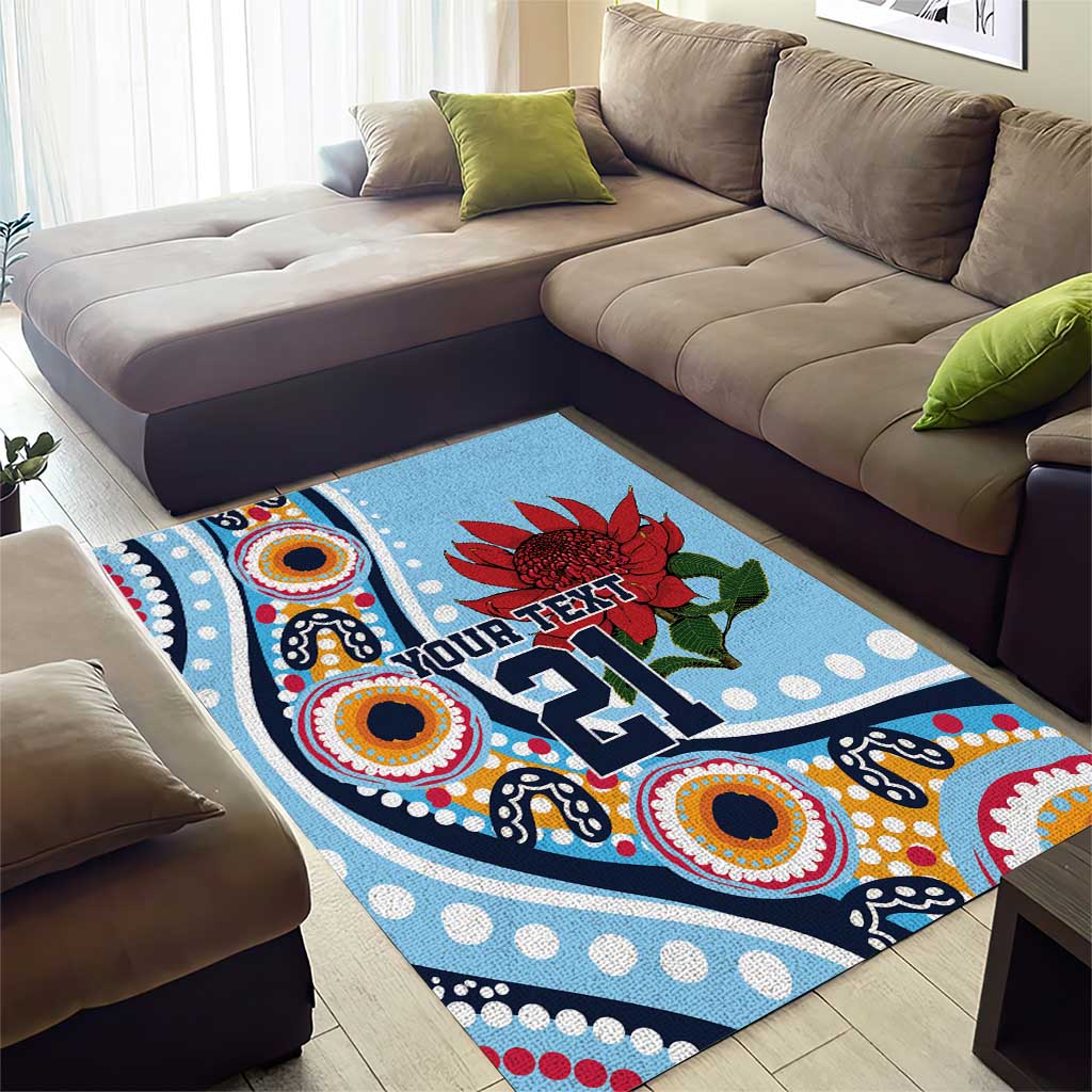 New South Wales Rugby Pacific Custom Area Rug Aboriginal art of Waratah