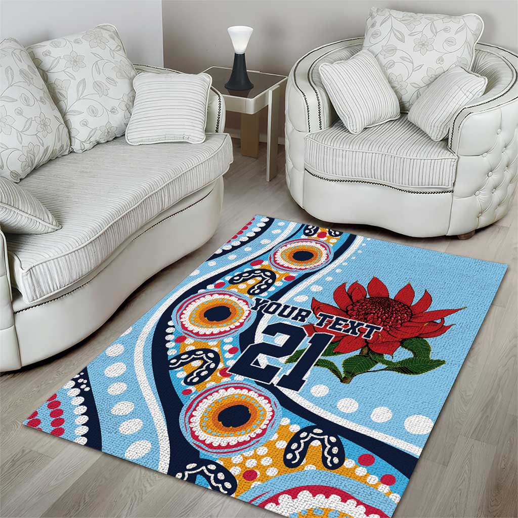 New South Wales Rugby Pacific Custom Area Rug Aboriginal art of Waratah