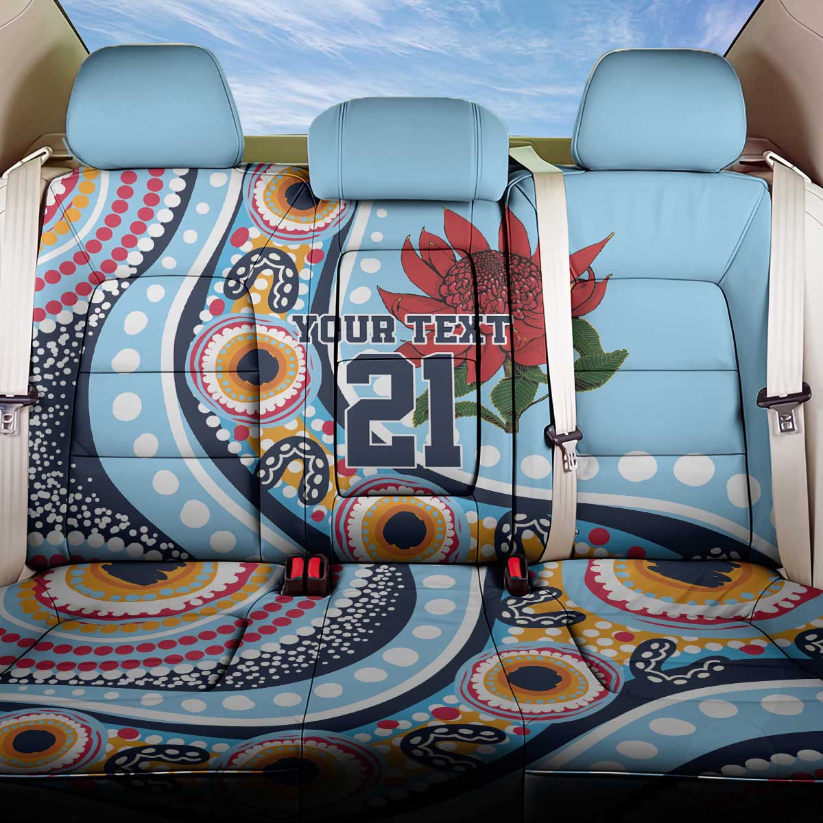 New South Wales Rugby Pacific Custom Back Car Seat Cover Aboriginal art of Waratah