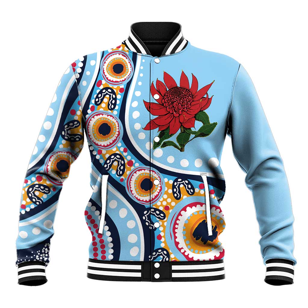 New South Wales Rugby Pacific Custom Baseball Jacket Aboriginal art of Waratah