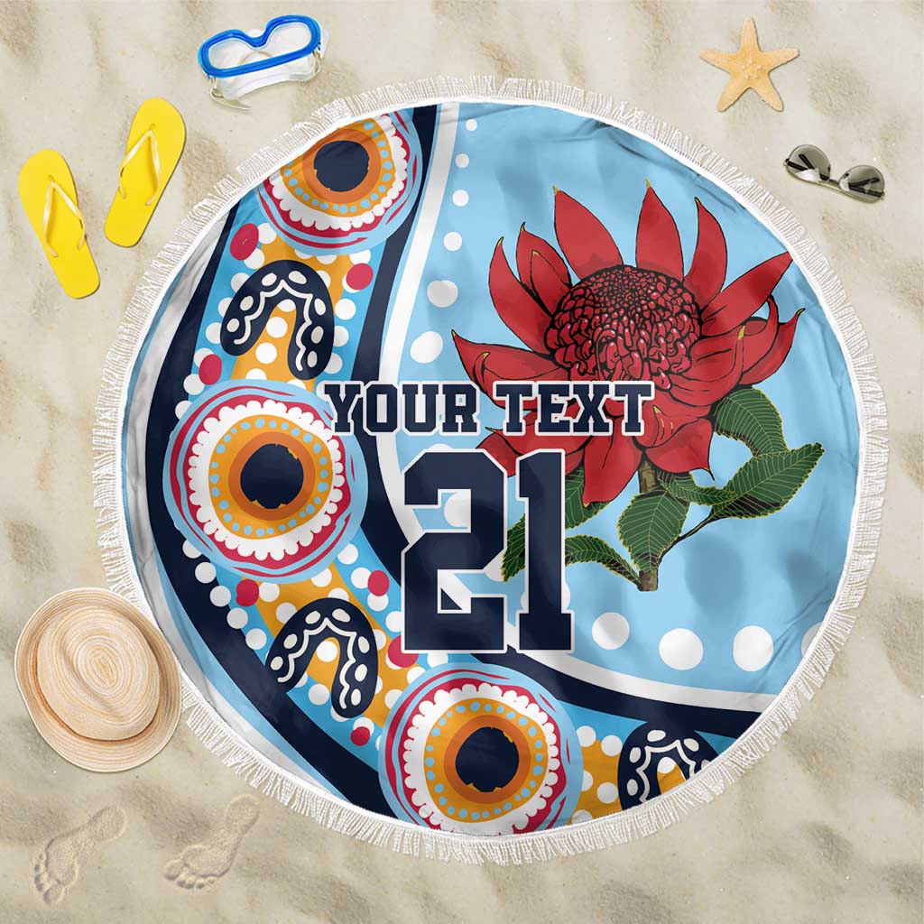 New South Wales Rugby Pacific Custom Beach Blanket Aboriginal art of Waratah