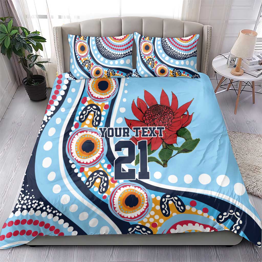 New South Wales Rugby Pacific Custom Bedding Set Aboriginal art of Waratah