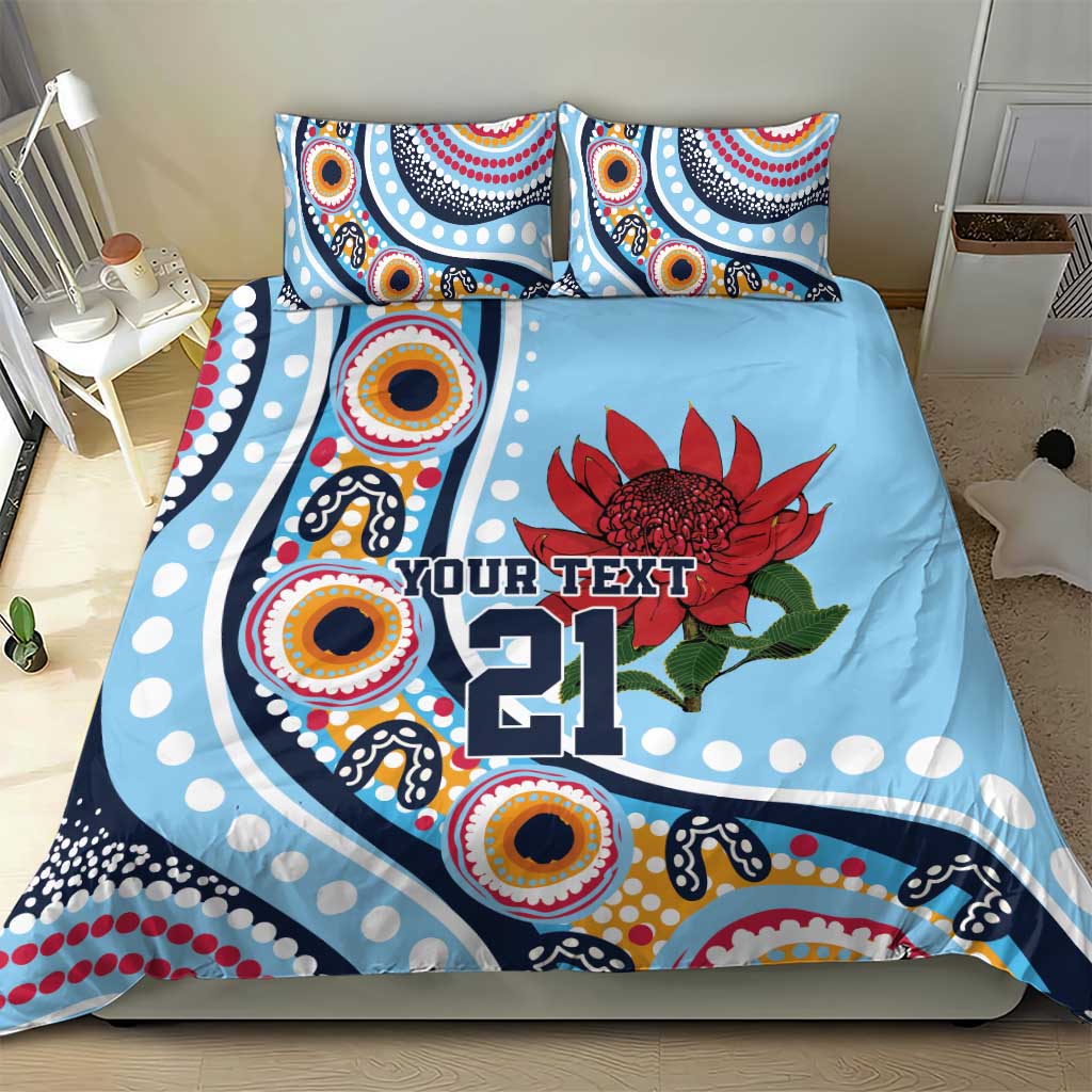 New South Wales Rugby Pacific Custom Bedding Set Aboriginal art of Waratah