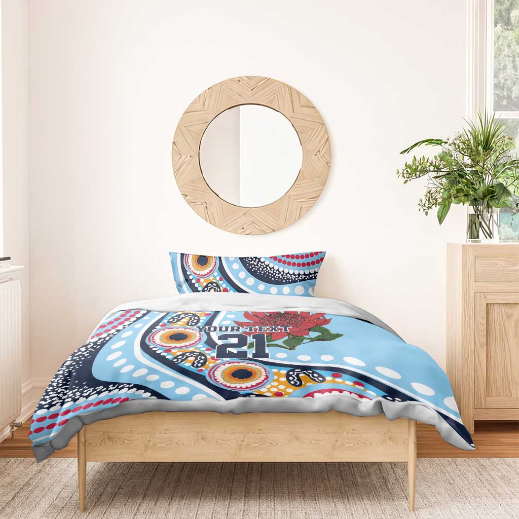 New South Wales Rugby Pacific Custom Bedding Set Aboriginal art of Waratah