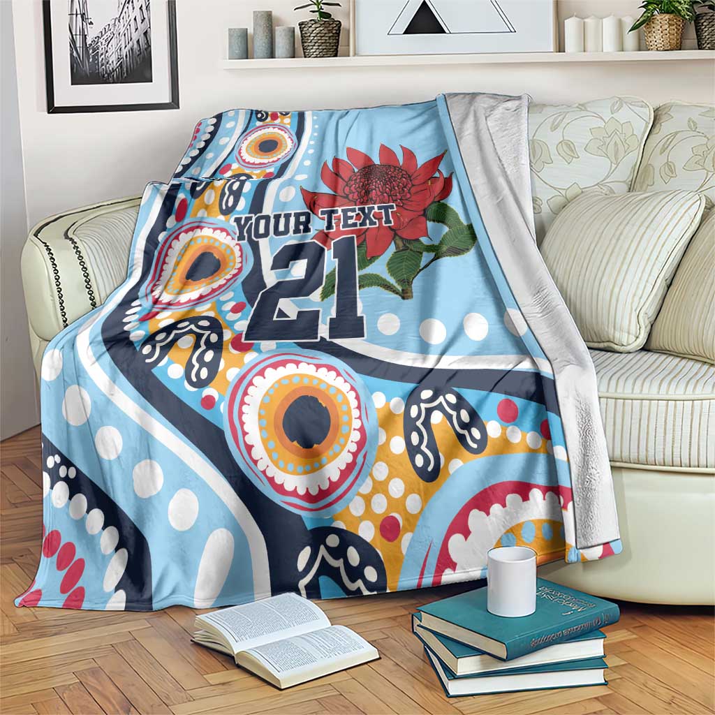 New South Wales Rugby Pacific Custom Blanket Aboriginal art of Waratah