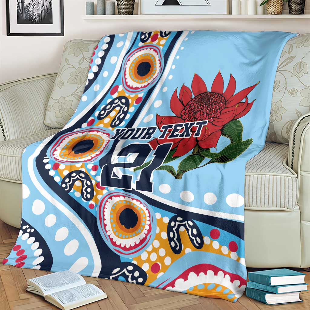 New South Wales Rugby Pacific Custom Blanket Aboriginal art of Waratah