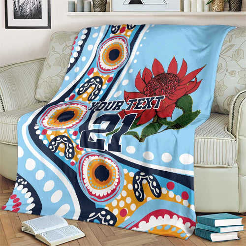 New South Wales Rugby Pacific Custom Blanket Aboriginal art of Waratah