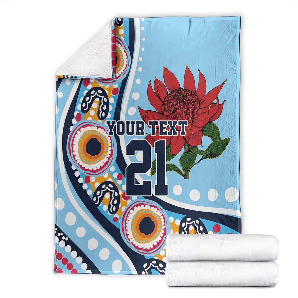 New South Wales Rugby Pacific Custom Blanket Aboriginal art of Waratah