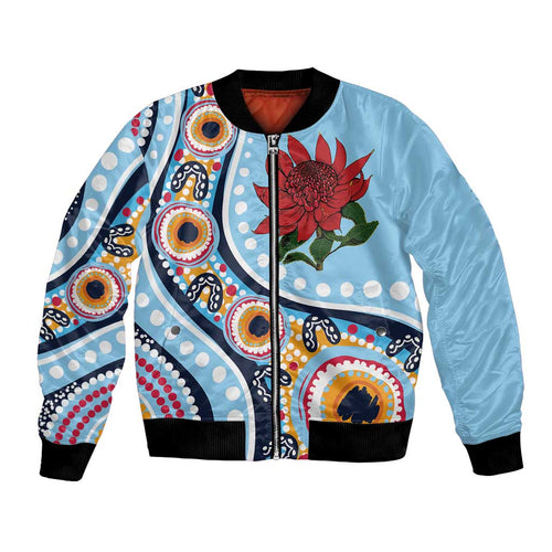 New South Wales Rugby Pacific Custom Bomber Jacket Aboriginal art of Waratah