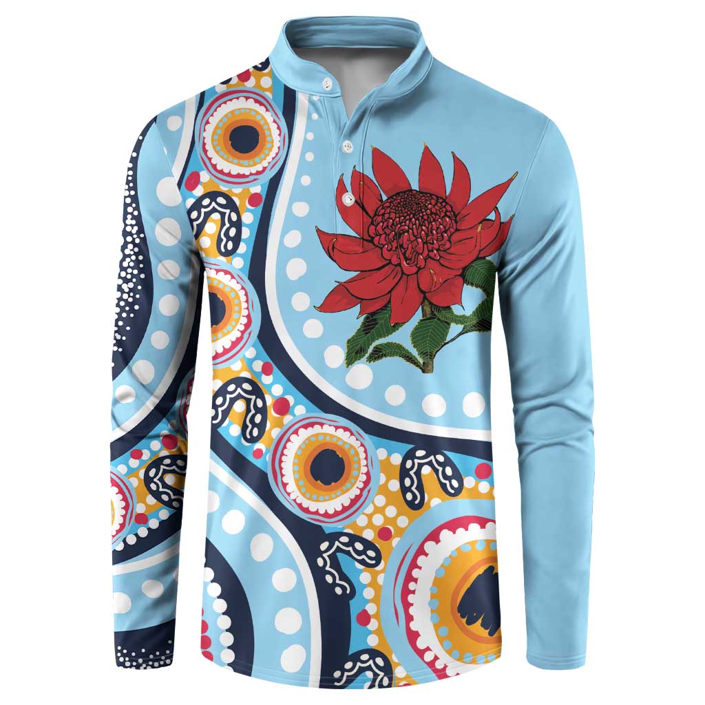 New South Wales Rugby Pacific Custom Button Sweatshirt Aboriginal art of Waratah