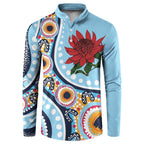 New South Wales Rugby Pacific Custom Button Sweatshirt Aboriginal art of Waratah