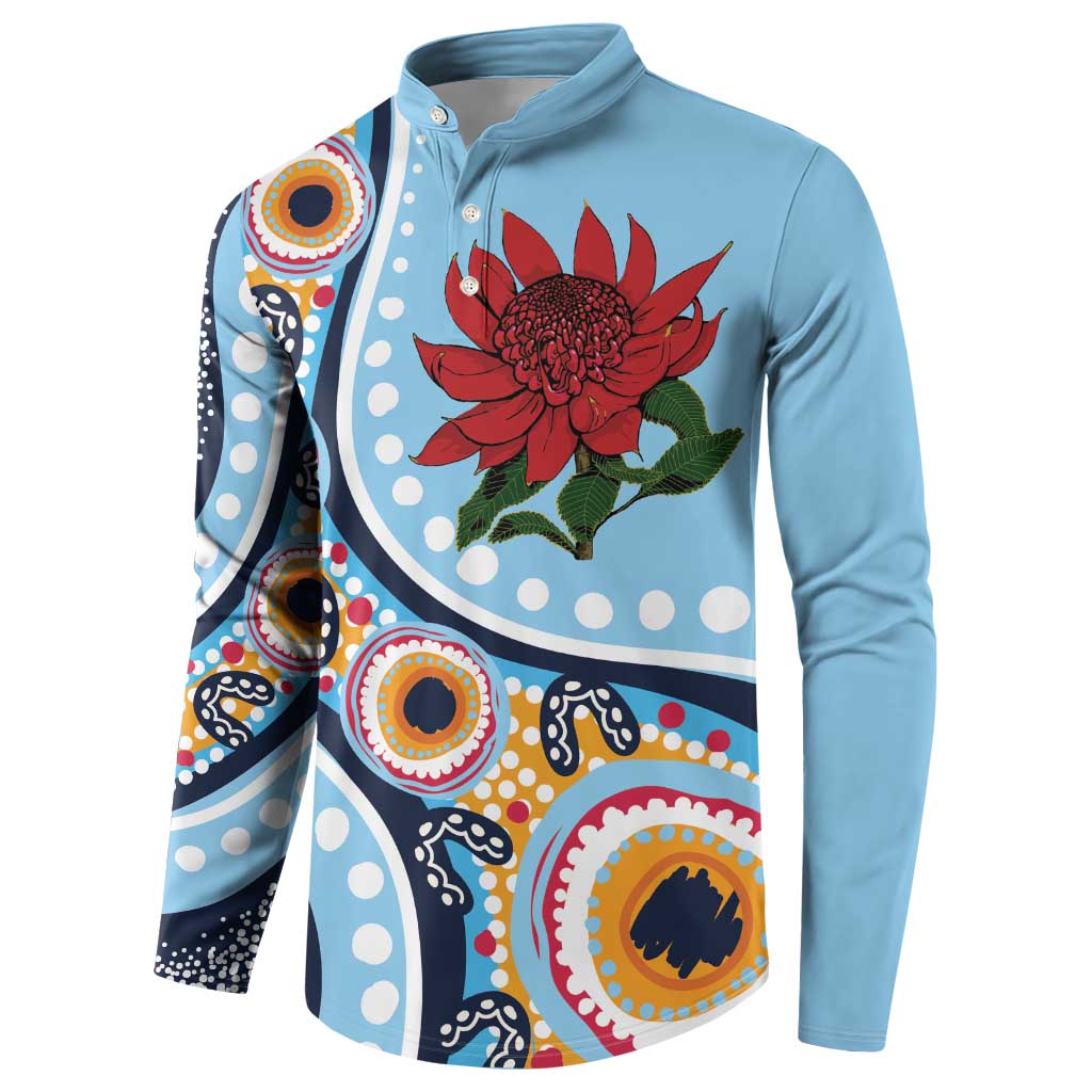 New South Wales Rugby Pacific Custom Button Sweatshirt Aboriginal art of Waratah