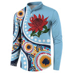 New South Wales Rugby Pacific Custom Button Sweatshirt Aboriginal art of Waratah