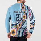 New South Wales Rugby Pacific Custom Button Sweatshirt Aboriginal art of Waratah