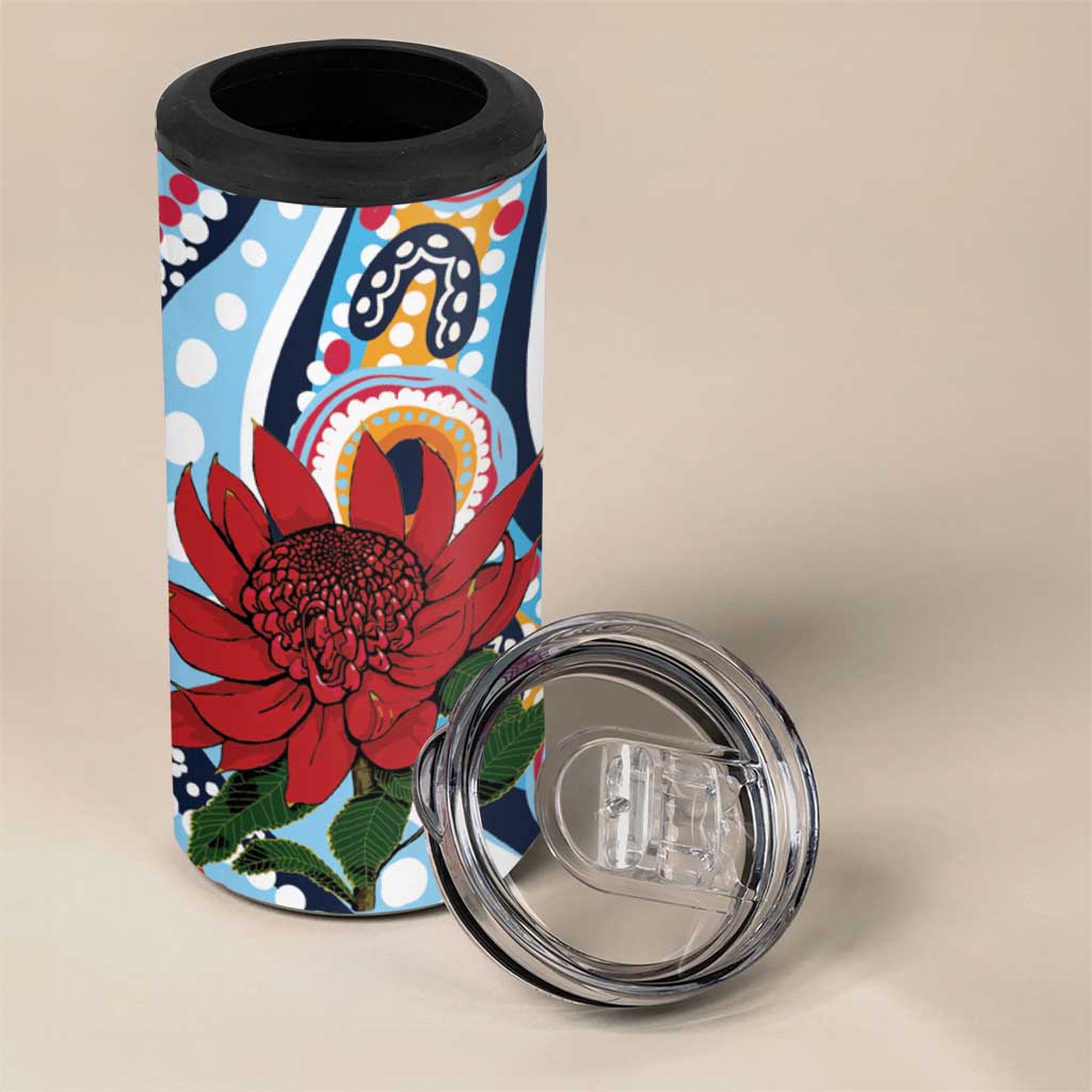 New South Wales Rugby Pacific Custom 4 in 1 Can Cooler Tumbler Aboriginal art of Waratah