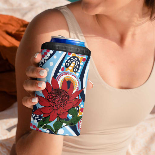 New South Wales Rugby Pacific Custom 4 in 1 Can Cooler Tumbler Aboriginal art of Waratah
