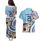 New South Wales Rugby Pacific Custom Couples Matching Puletasi and Hawaiian Shirt Aboriginal art of Waratah