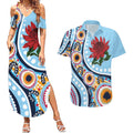 New South Wales Rugby Pacific Custom Couples Matching Summer Maxi Dress and Hawaiian Shirt Aboriginal art of Waratah
