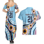 New South Wales Rugby Pacific Custom Couples Matching Summer Maxi Dress and Hawaiian Shirt Aboriginal art of Waratah