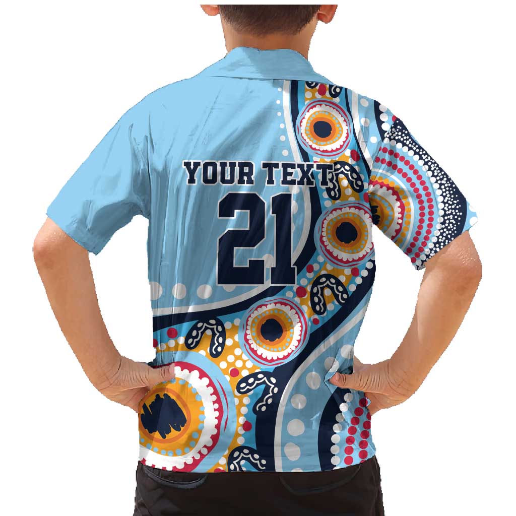 New South Wales Rugby Pacific Custom Family Matching Mermaid Dress and Hawaiian Shirt Aboriginal art of Waratah