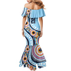New South Wales Rugby Pacific Custom Family Matching Mermaid Dress and Hawaiian Shirt Aboriginal art of Waratah