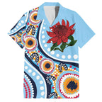 New South Wales Rugby Pacific Custom Family Matching Off The Shoulder Long Sleeve Dress and Hawaiian Shirt Aboriginal art of Waratah