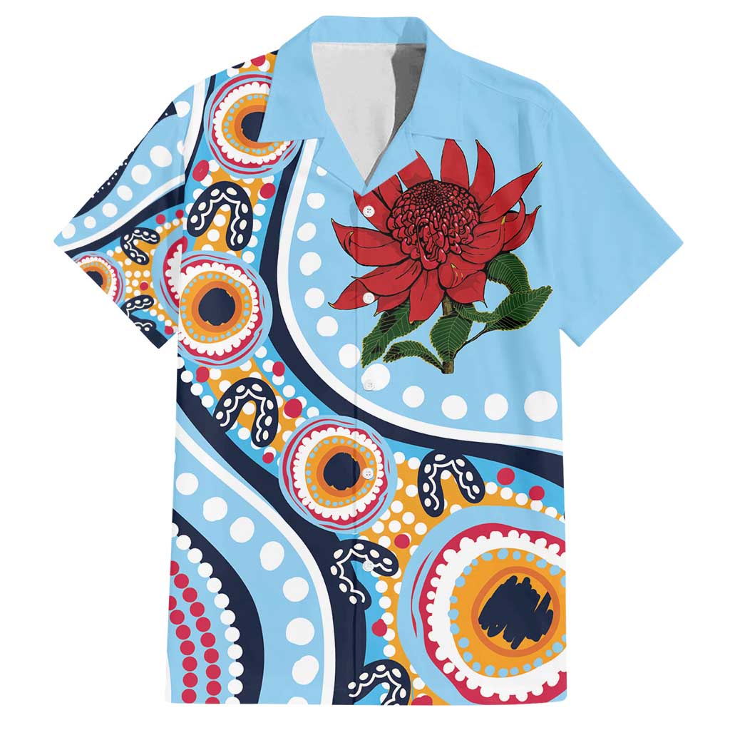 New South Wales Rugby Pacific Custom Family Matching Off Shoulder Maxi Dress and Hawaiian Shirt Aboriginal art of Waratah