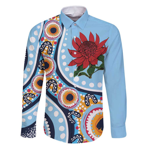 New South Wales Rugby Pacific Custom Family Matching Off Shoulder Maxi Dress and Hawaiian Shirt Aboriginal art of Waratah