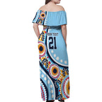 New South Wales Rugby Pacific Custom Family Matching Off Shoulder Maxi Dress and Hawaiian Shirt Aboriginal art of Waratah