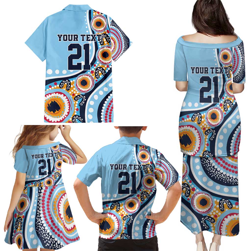 New South Wales Rugby Pacific Custom Family Matching Puletasi and Hawaiian Shirt Aboriginal art of Waratah