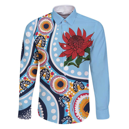New South Wales Rugby Pacific Custom Family Matching Puletasi and Hawaiian Shirt Aboriginal art of Waratah