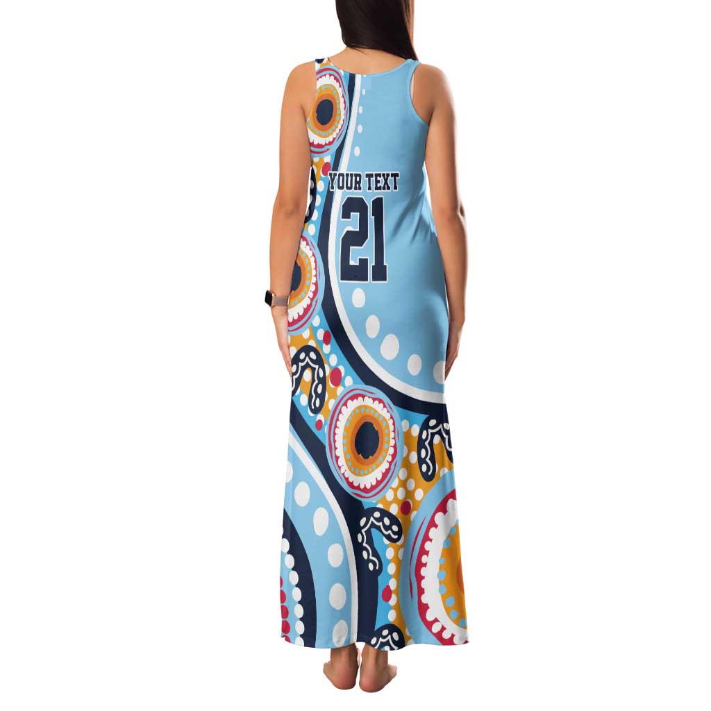 New South Wales Rugby Pacific Custom Family Matching Tank Maxi Dress and Hawaiian Shirt Aboriginal art of Waratah