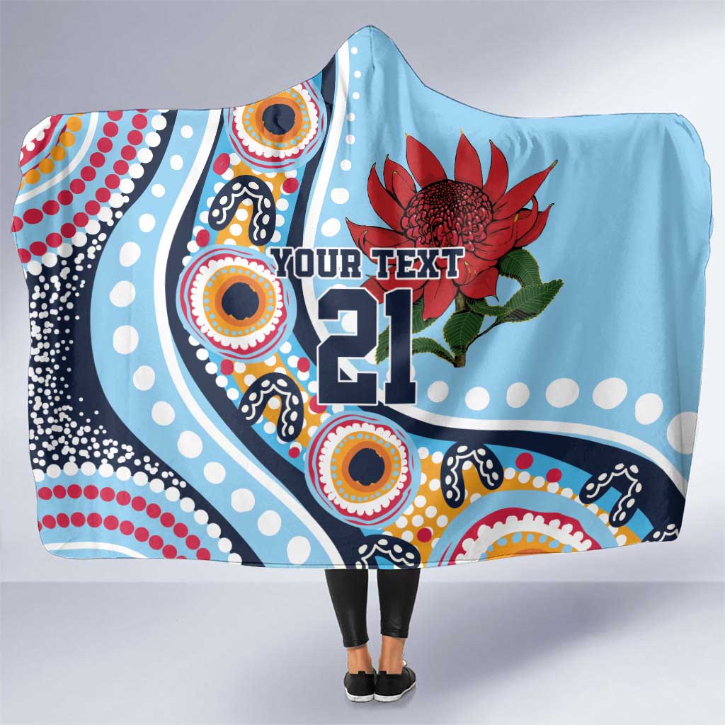 New South Wales Rugby Pacific Custom Hooded Blanket Aboriginal art of Waratah