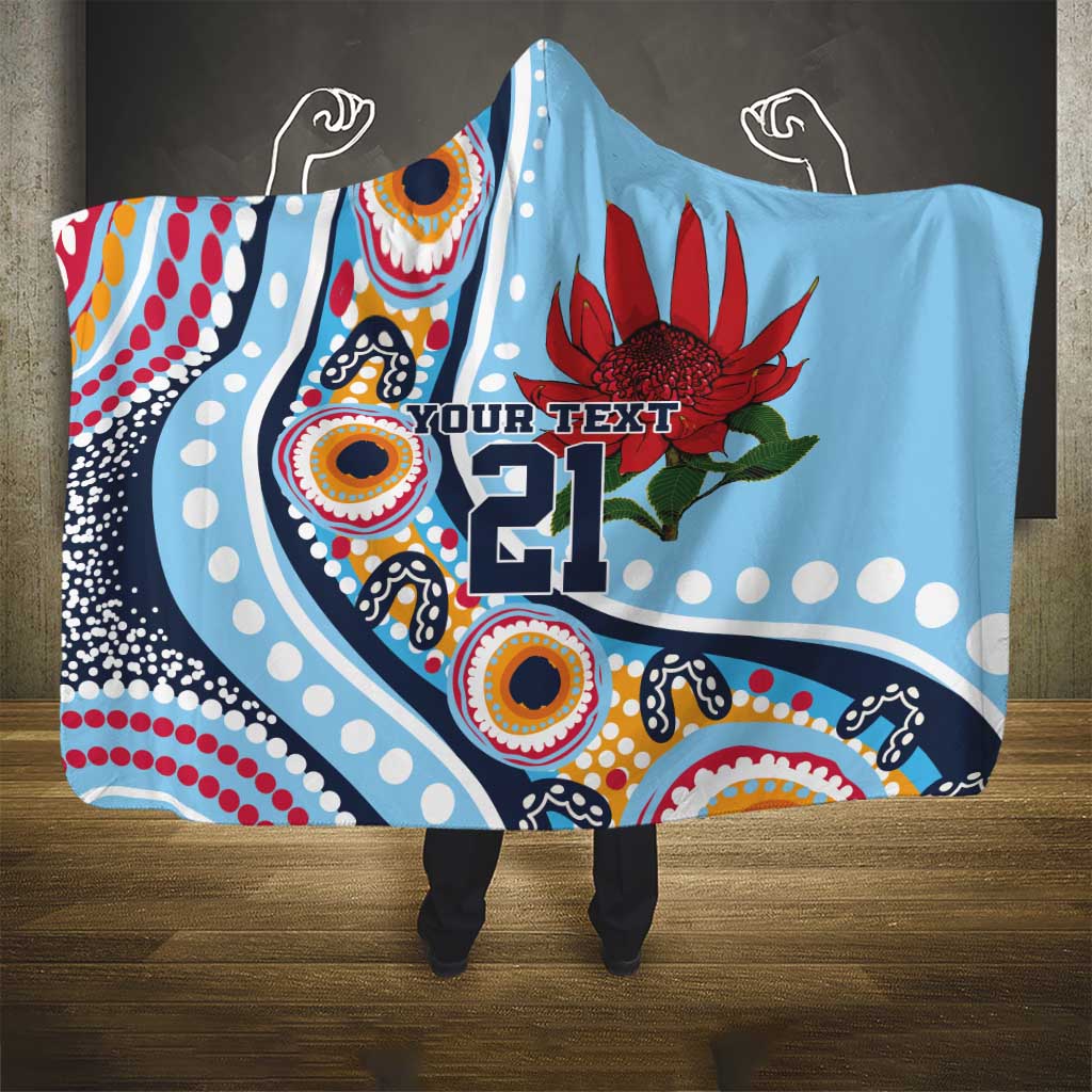 New South Wales Rugby Pacific Custom Hooded Blanket Aboriginal art of Waratah