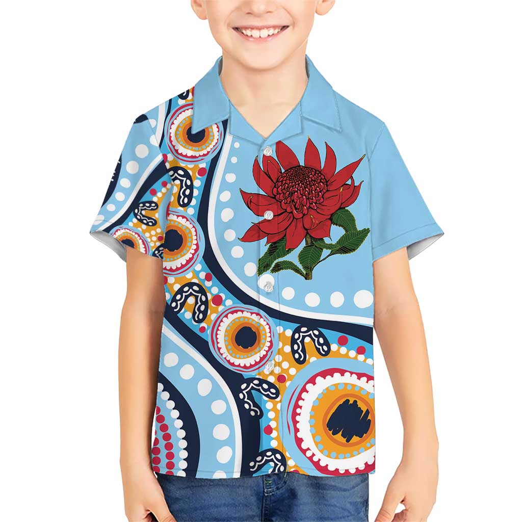 New South Wales Rugby Pacific Custom Kid Hawaiian Shirt Aboriginal art of Waratah