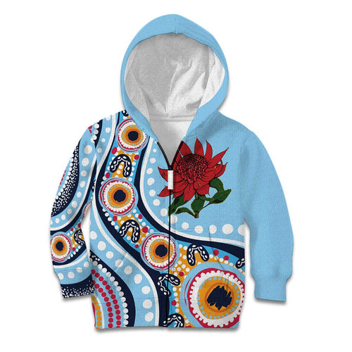 New South Wales Rugby Pacific Custom Kid Hoodie Aboriginal art of Waratah