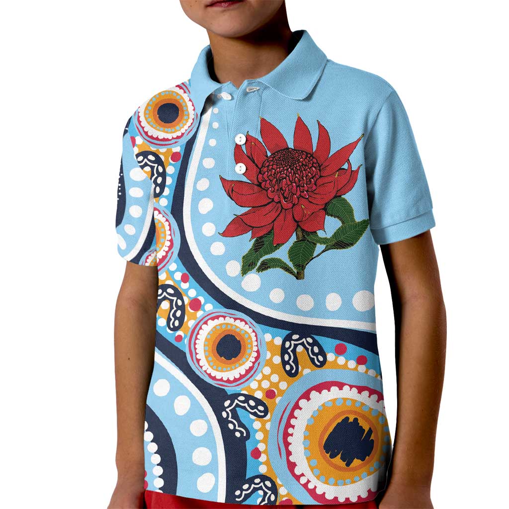 New South Wales Rugby Pacific Custom Kid Polo Shirt Aboriginal art of Waratah
