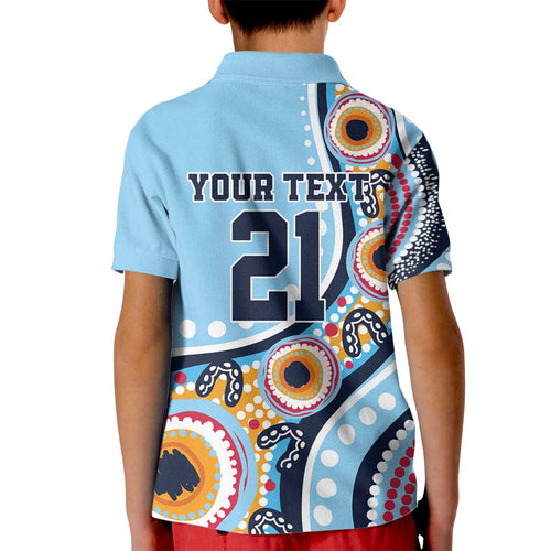 New South Wales Rugby Pacific Custom Kid Polo Shirt Aboriginal art of Waratah