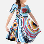 New South Wales Rugby Pacific Custom Kid Short Sleeve Dress Aboriginal art of Waratah