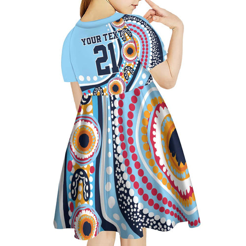 New South Wales Rugby Pacific Custom Kid Short Sleeve Dress Aboriginal art of Waratah