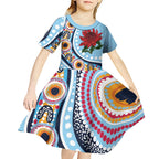 New South Wales Rugby Pacific Custom Kid Short Sleeve Dress Aboriginal art of Waratah