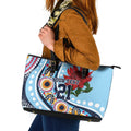 New South Wales Rugby Pacific Custom Leather Tote Bag Aboriginal art of Waratah