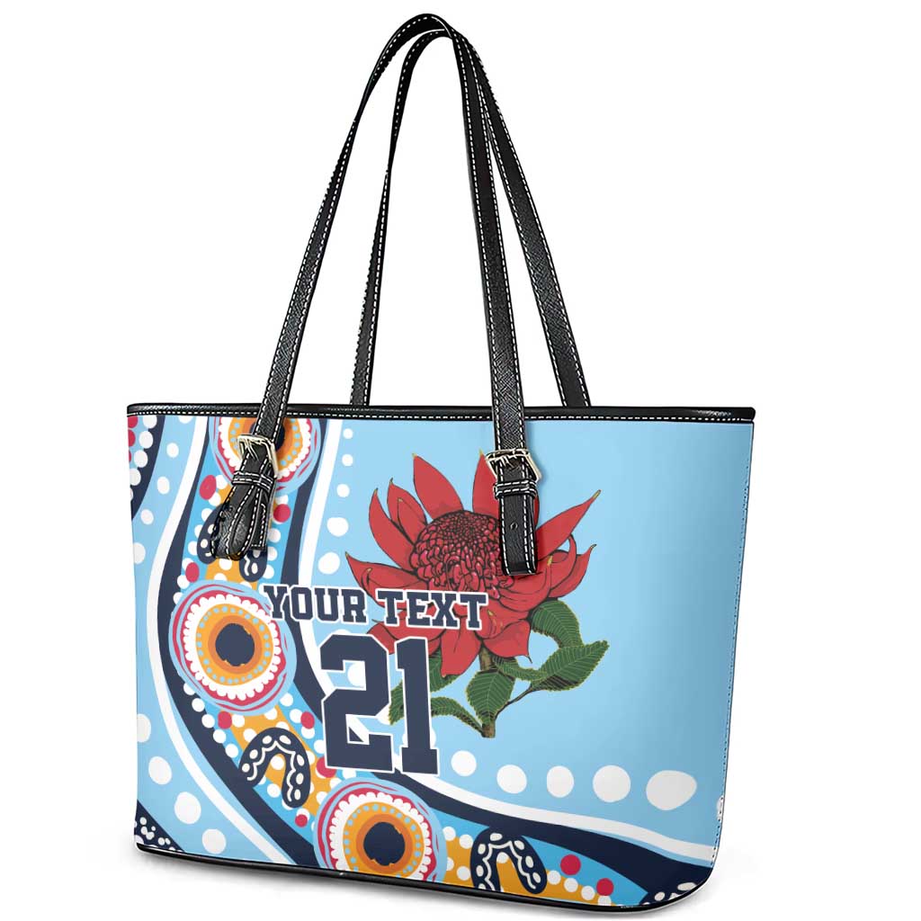 New South Wales Rugby Pacific Custom Leather Tote Bag Aboriginal art of Waratah