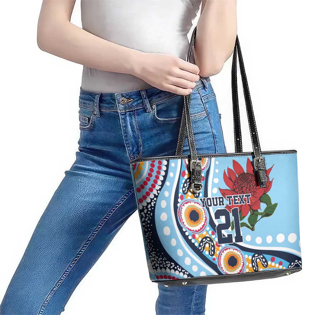 New South Wales Rugby Pacific Custom Leather Tote Bag Aboriginal art of Waratah